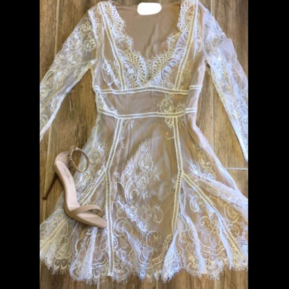Boutique White and nude dress